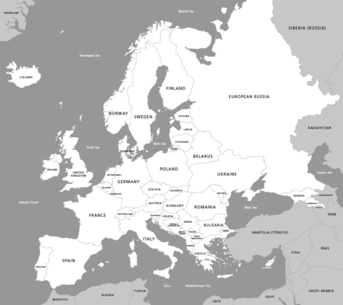 Vector map of Europe with countries - Illustrator SVG