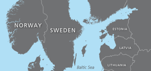 Europe map with detailed coastlines
