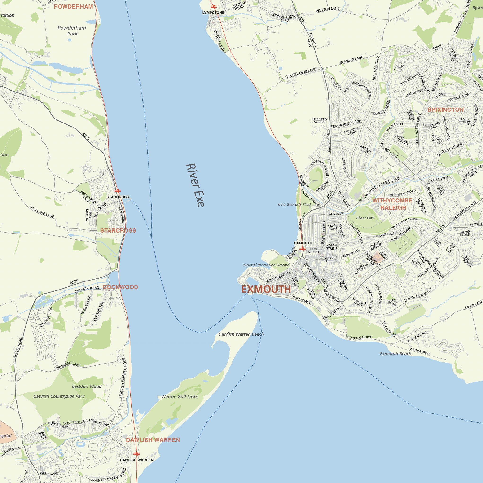 Details of the Exeter & Exe Estuary map