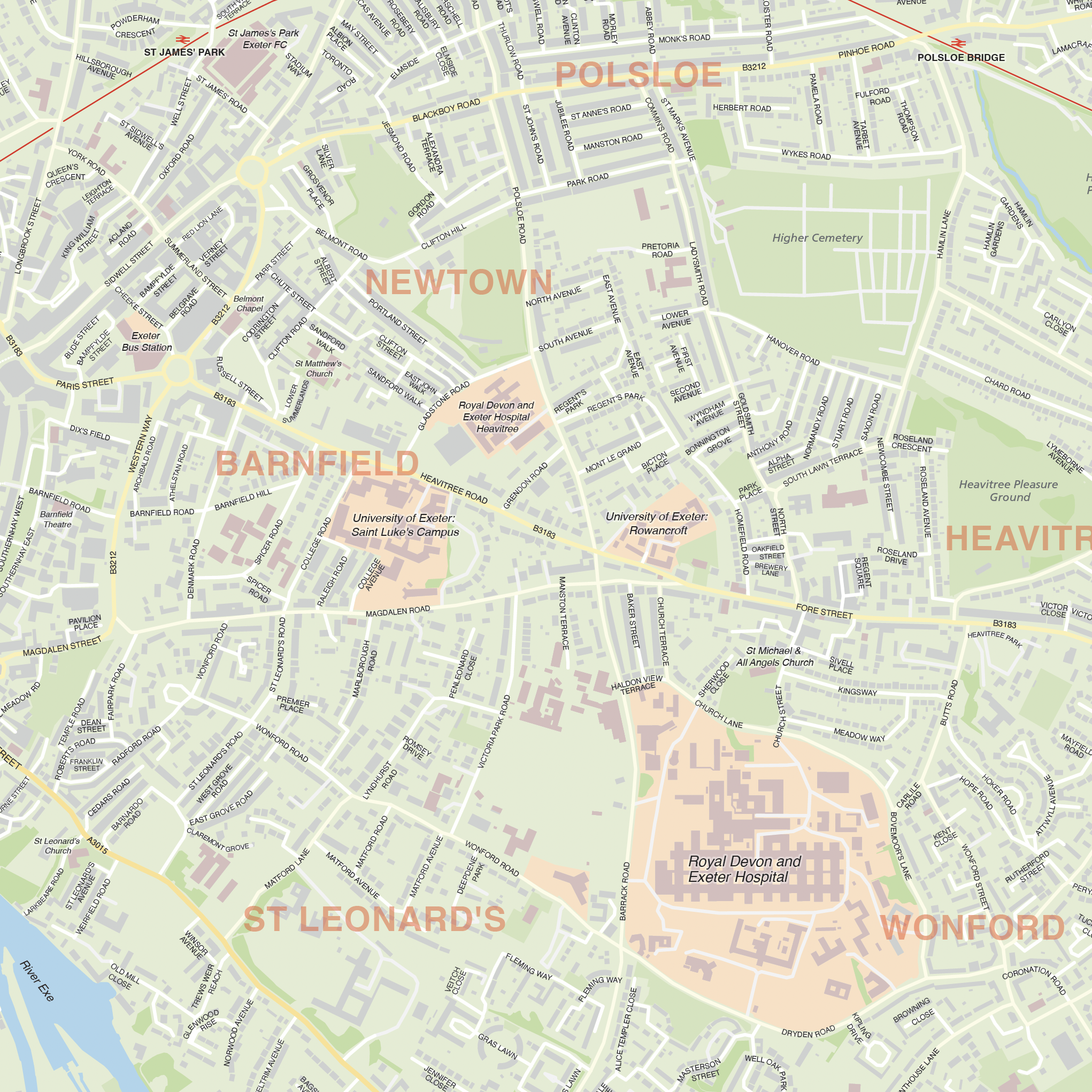 Details for the Exeter city map