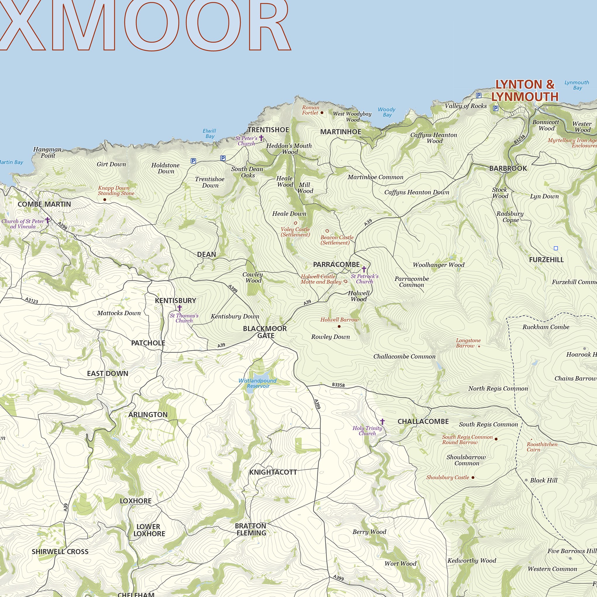 Two samples showing details of the Exmoor map