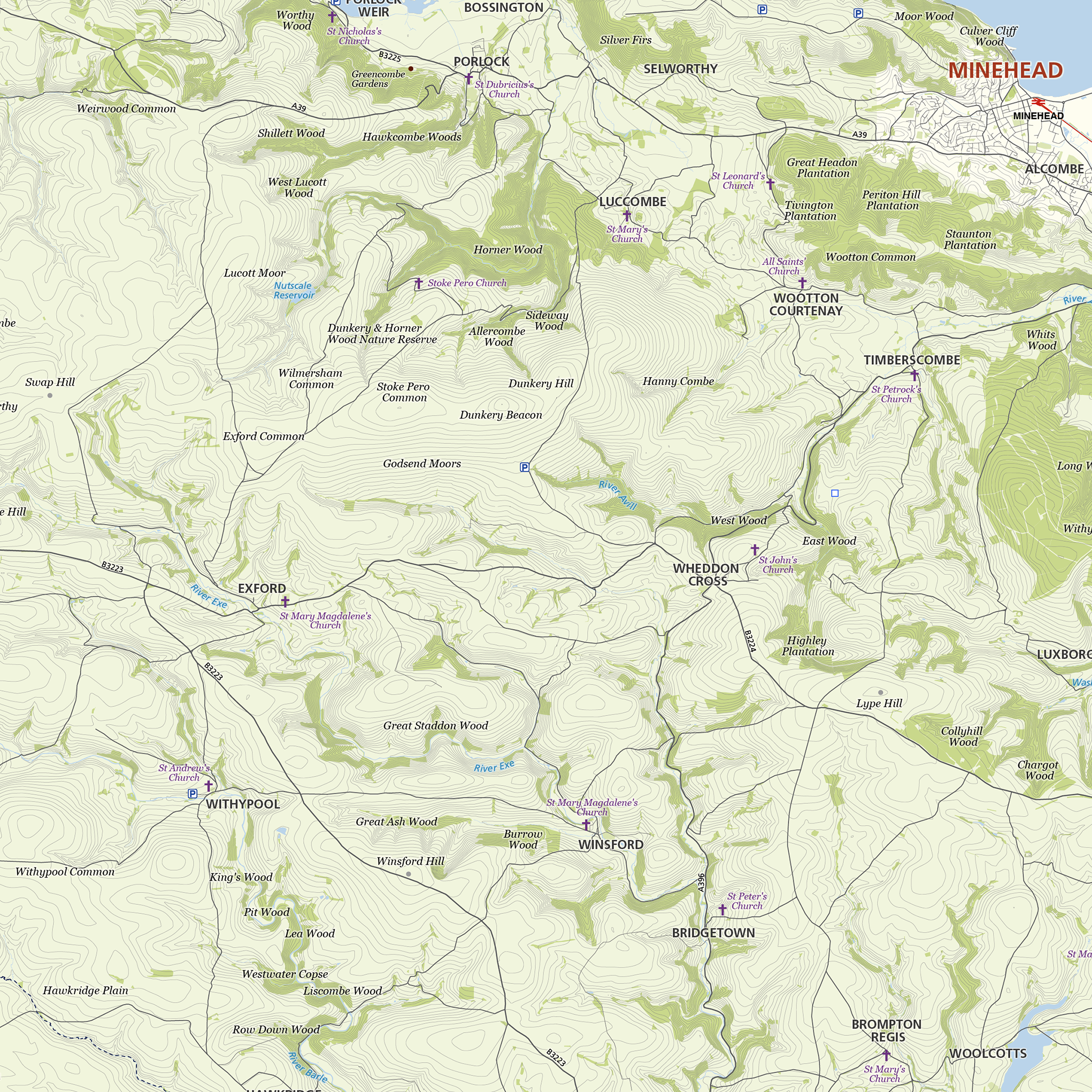 Two samples showing details of the Exmoor map