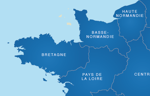 Map of France showing French region names