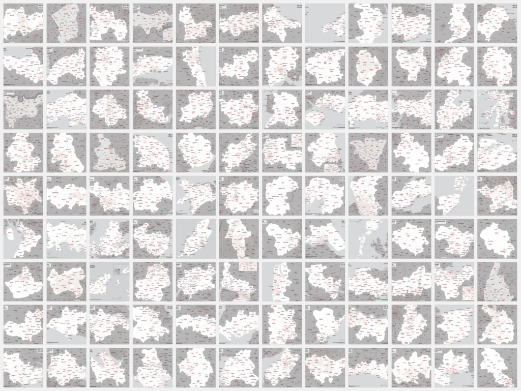 Full set postcode maps for easy printing