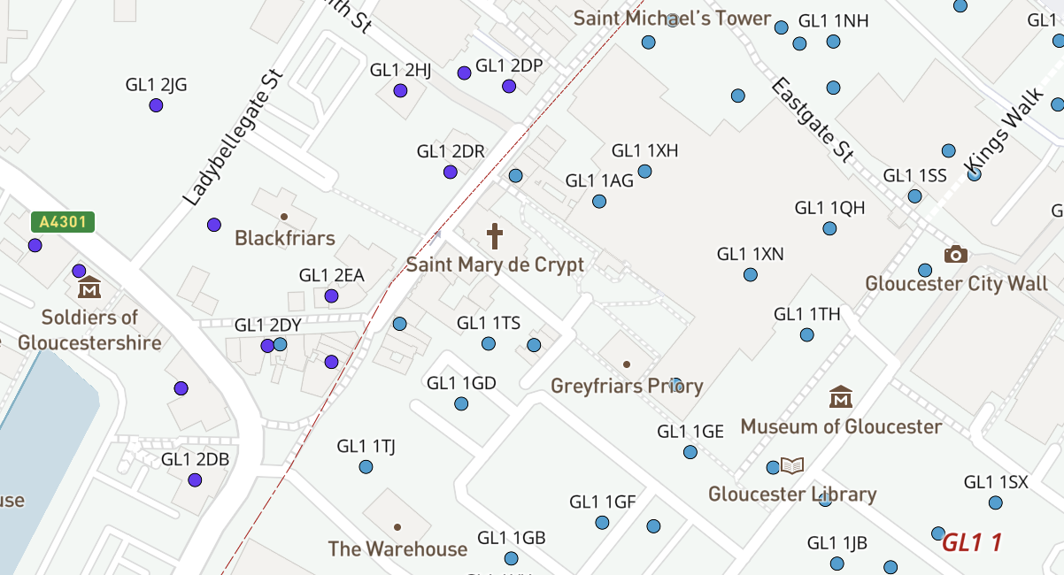 GL dynamic postcodes detail
