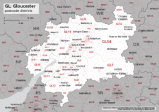 GL postcode districts map preview