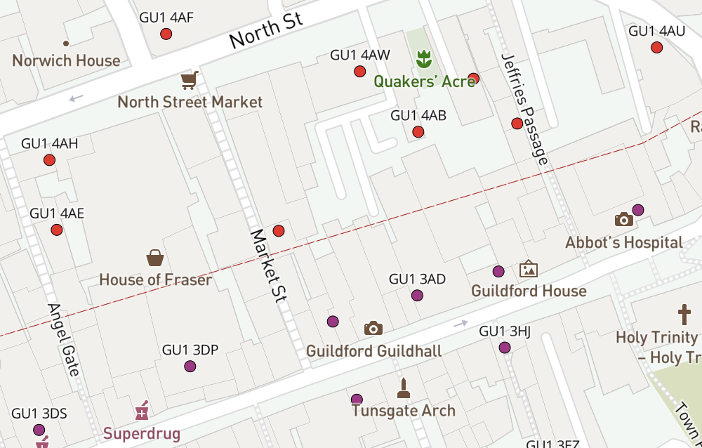 GU dynamic postcodes detail
