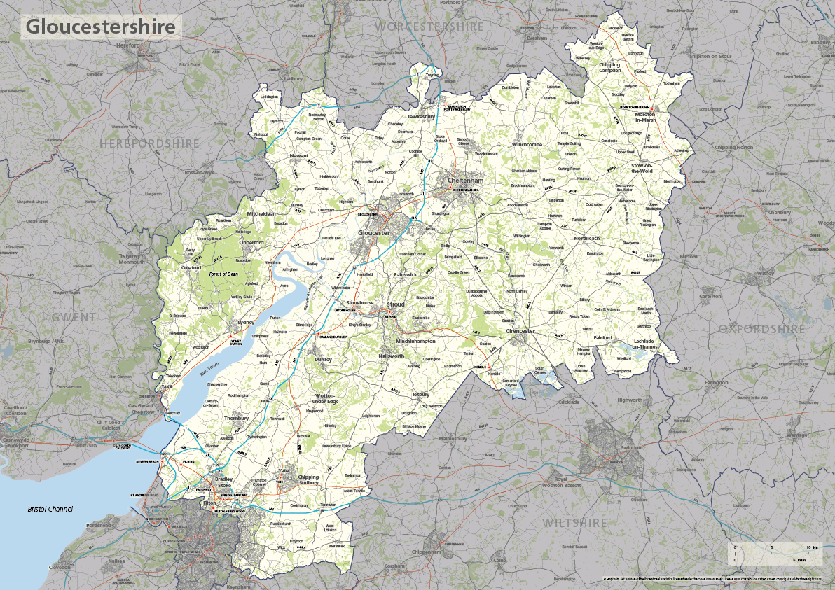 Gloucestershire county map preview