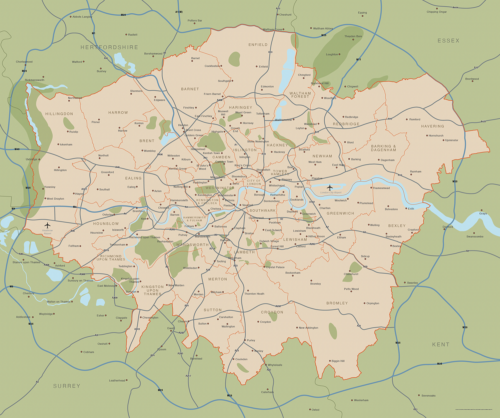 Vector map of Greater London districts