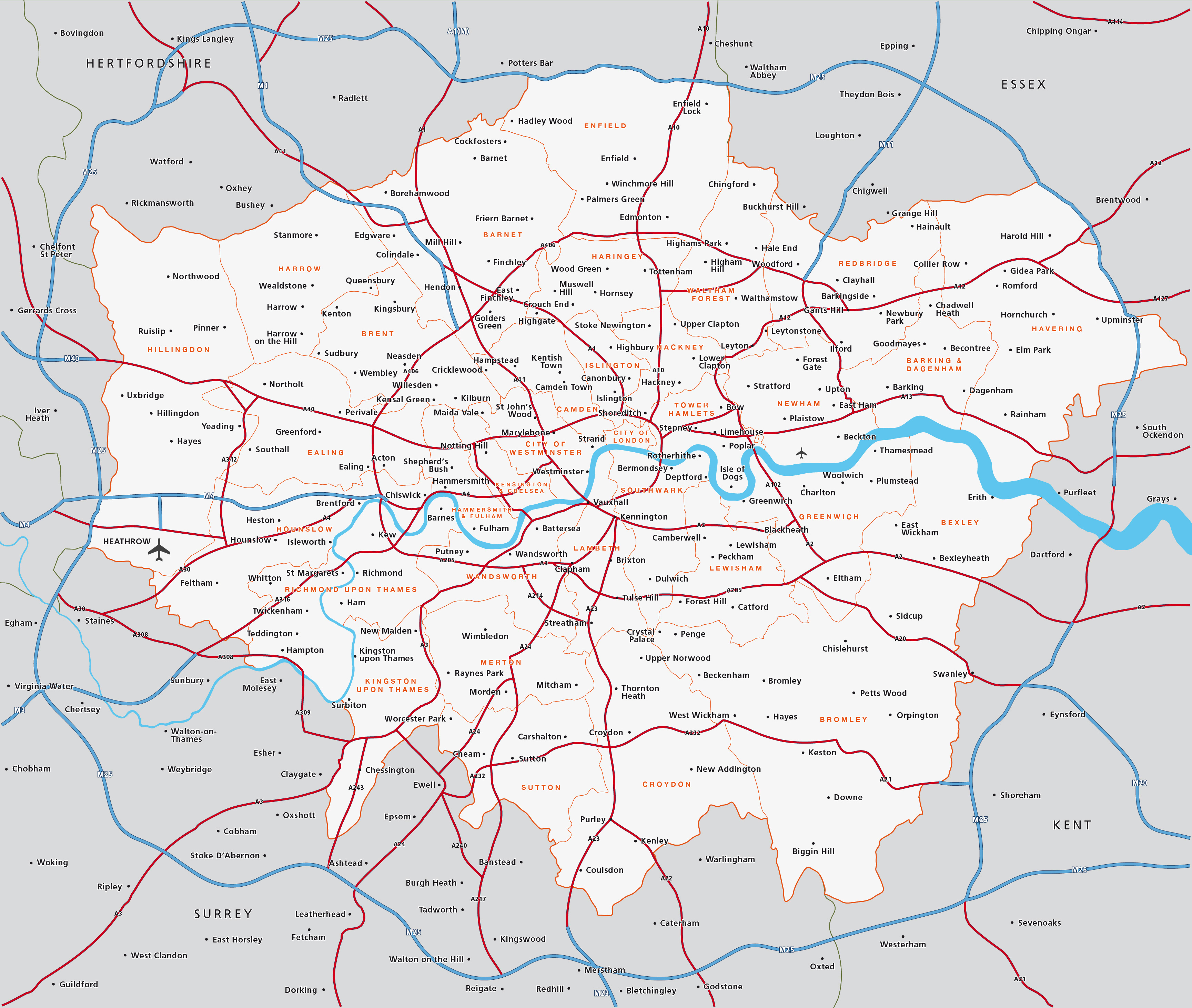 Map Of Greater London Districts And Boroughs Maproom