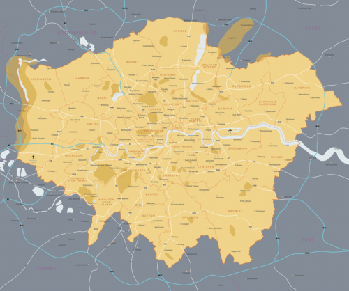 Editable map of Greater London