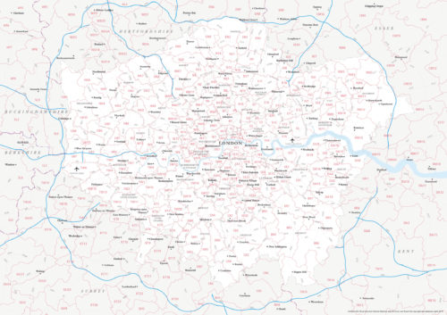 Map Of Greater London Postcode Districts Plus Boroughs And Major Roads Map Of Greater London Postcode Districts Plus Boroughs And Major Roads