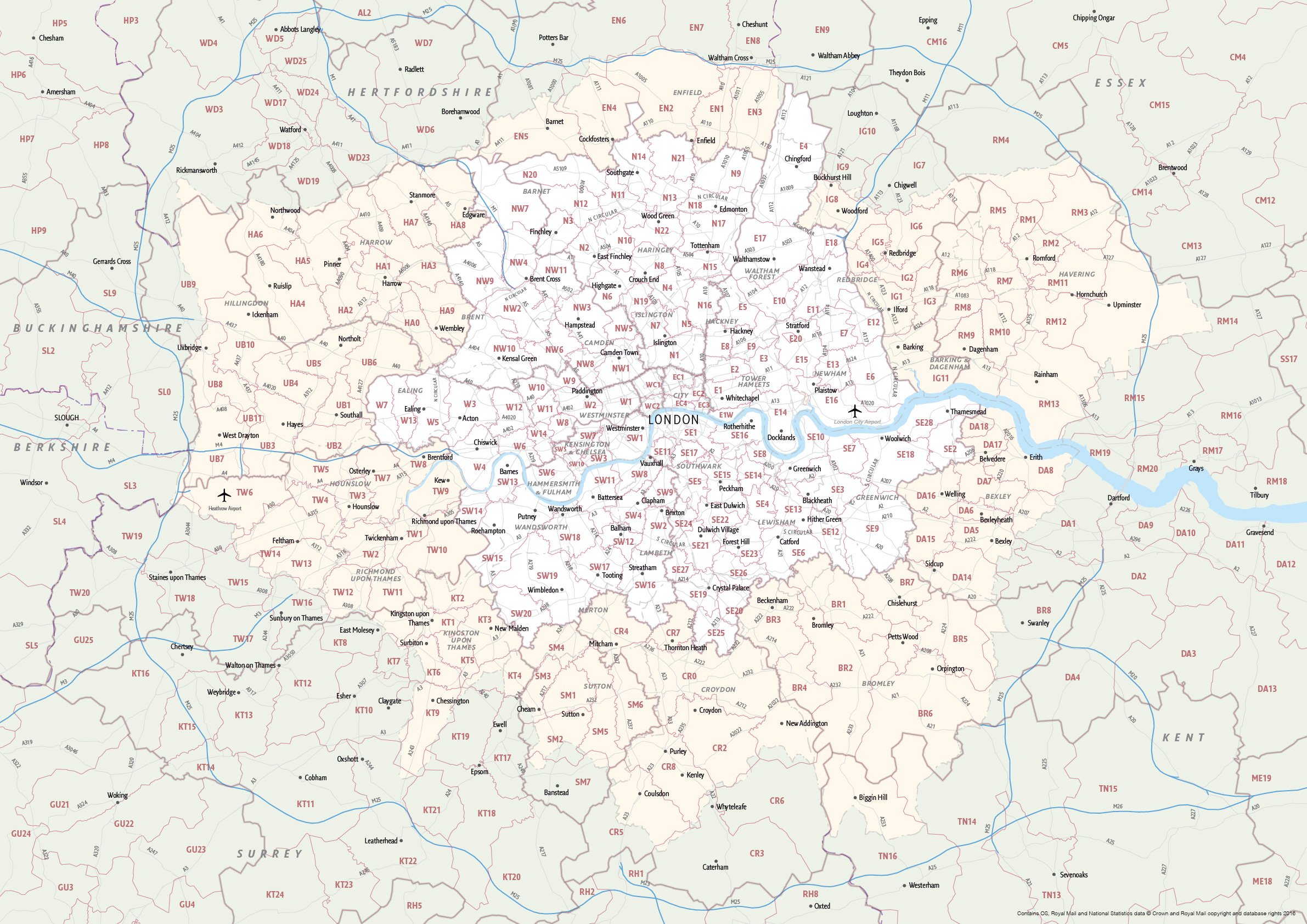 Greater London Postcode Districts And Boroughs 5 