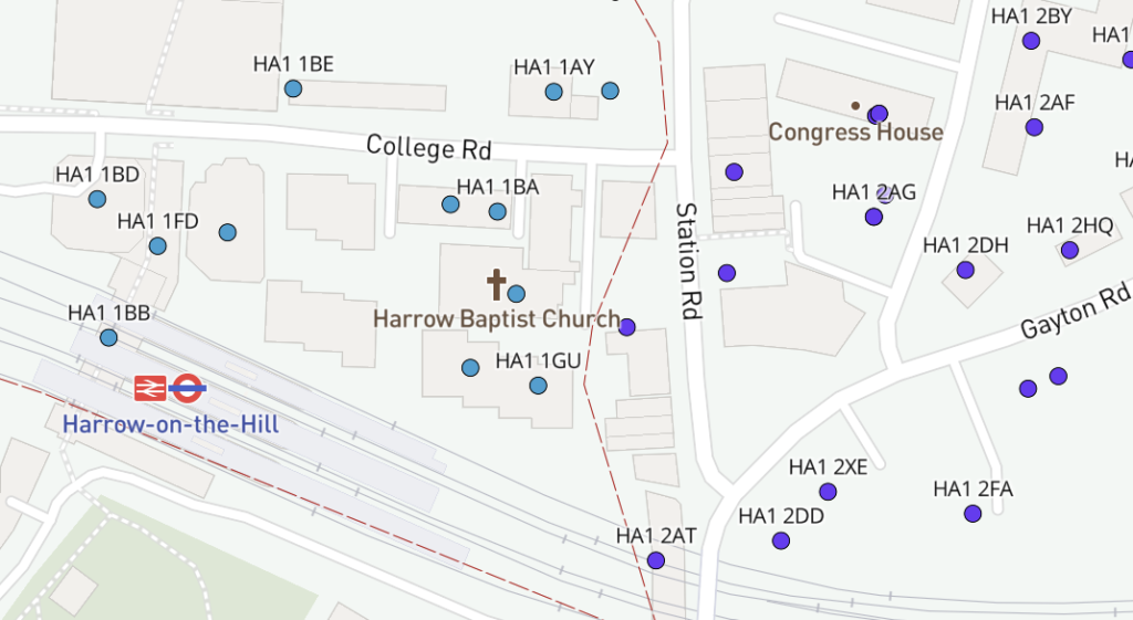 Map of HA postcode districts – Harrow – Maproom