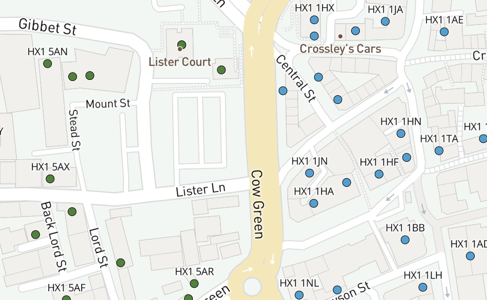HX dynamic postcodes detail