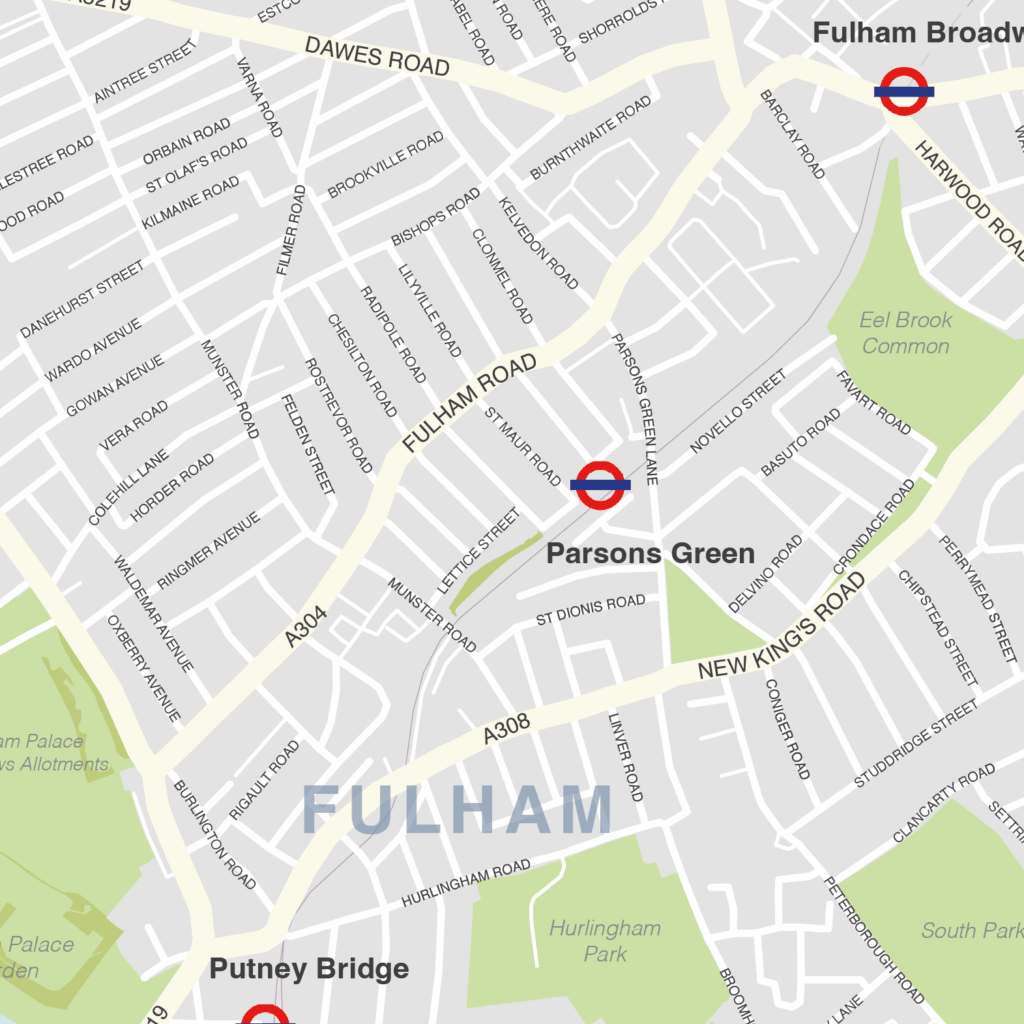 Hammersmith & Fulham borough map (detail)