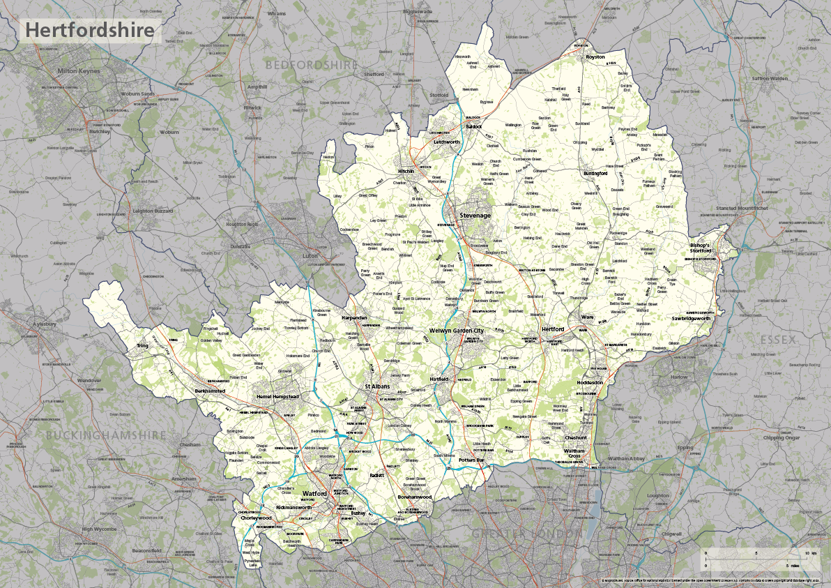 Hertfordshire county map preview