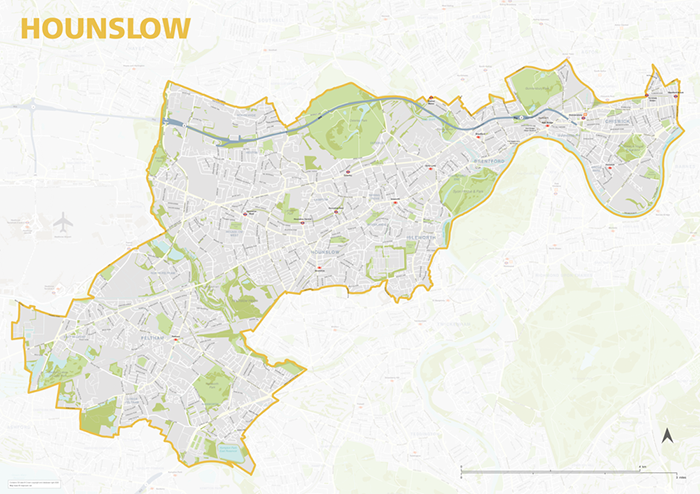 Hounslow London Borough Map Maproom Hounslow London Borough Map Maproom