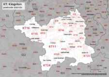 KT postcode districts map preview