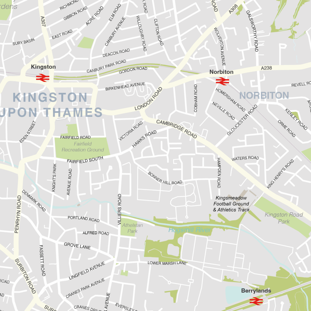Kingston upon Thames borough map (detail)