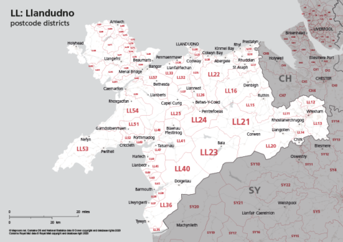 LL postcode districts map preview