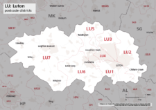 LU postcode districts map preview