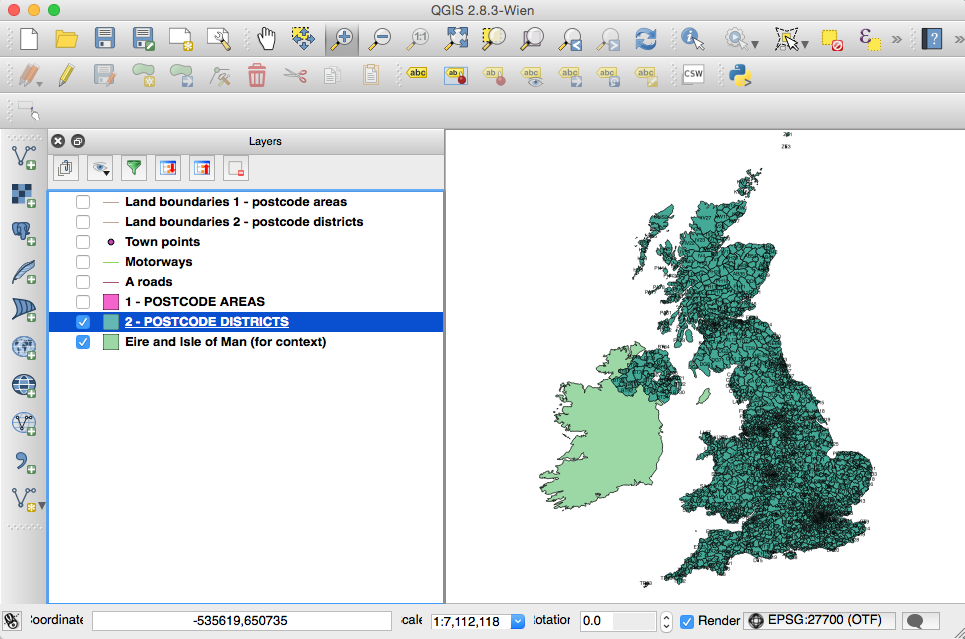 UK Postcodes Esri Shapefiles For Postcode Areas And Districts Maproom   Layers In QGIS 