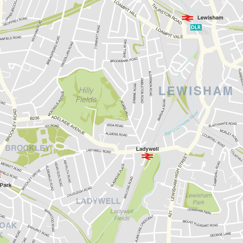 Lewisham borough map (detail)