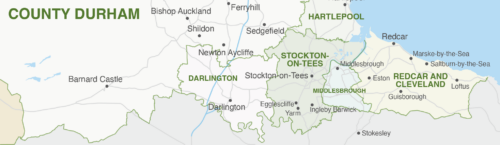 Local Authorities map detail showing towns and roads