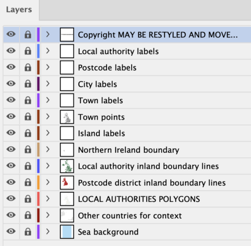 Local Authorities + postcodes layers
