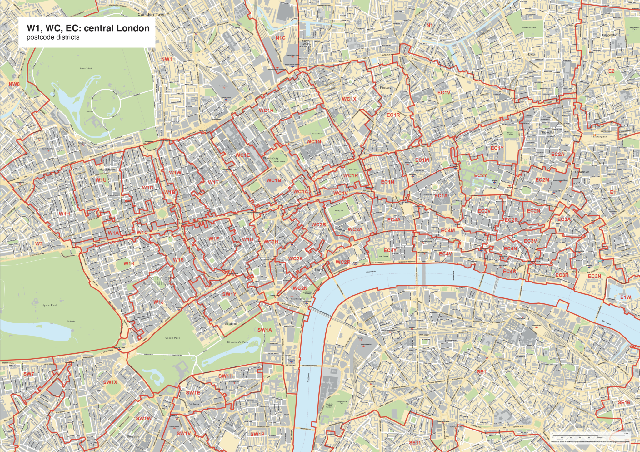 Map Of EC Postcode Districts East Central London Maproom