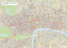 London W WC EC postcode districts detailed map preview v1
