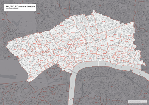 Map Of Central London Postcode Districts W1 Wc Ec Including