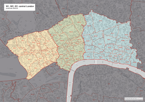 London W WC EC postcode districts detailed map preview v3
