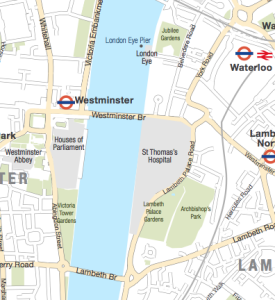 London districts map - zoom into Westminster