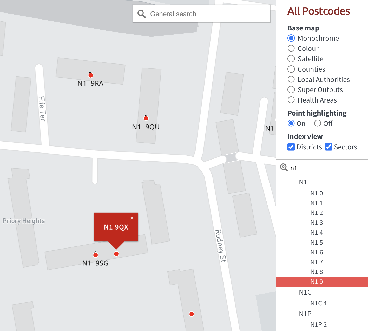 London postcodes detail