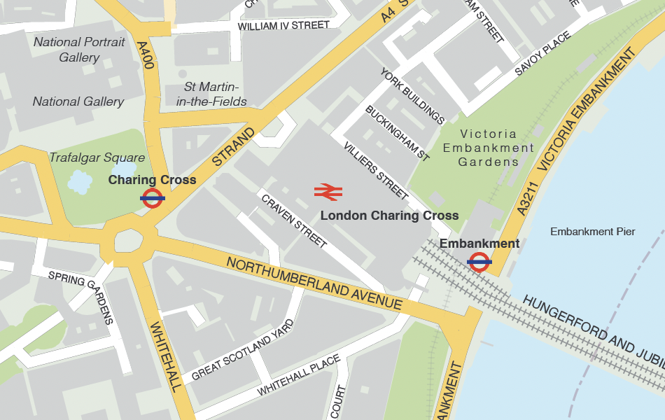 London street map v2 Charing Cross detail