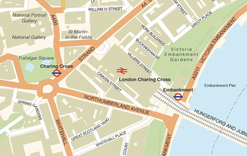London street map v3 Charing Cross detail