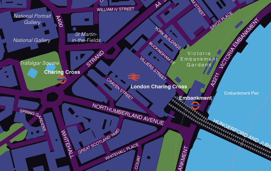 London street map v4 Charing Cross detail