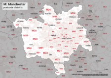 M postcode districts map preview