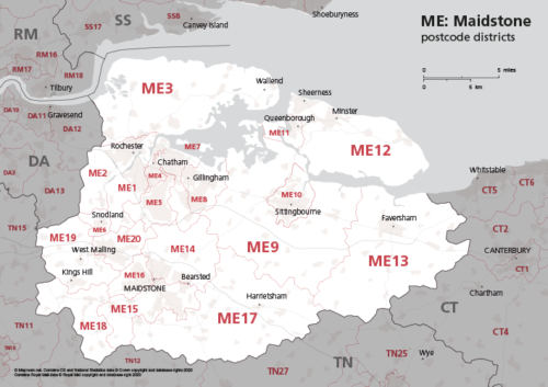 ME postcode districts map preview