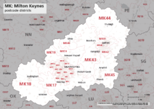 MK postcode districts map preview