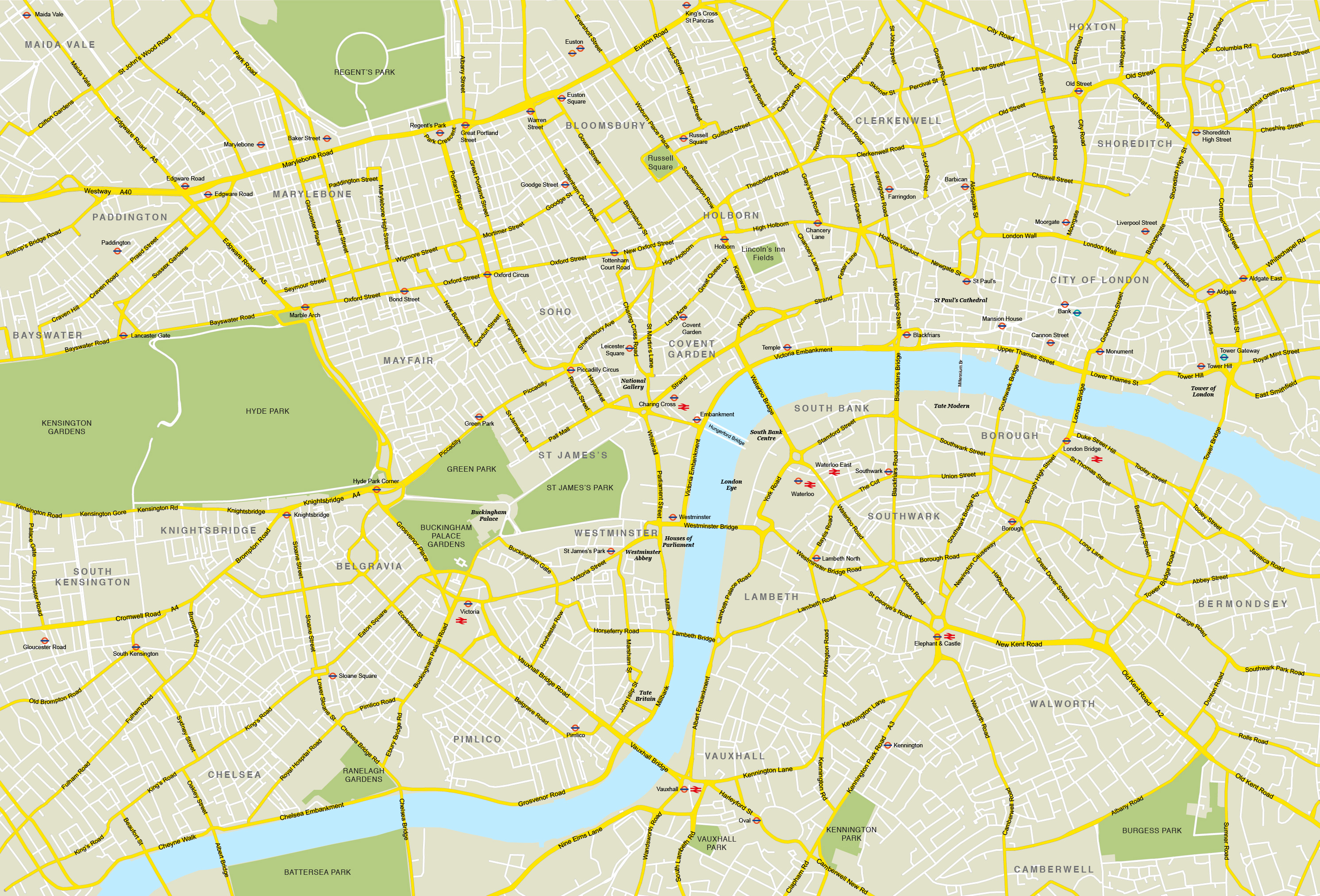 Central London Map Royalty Free Editable Vector Map Maproom Central London Map Royalty Free Editable Vector Map Maproom