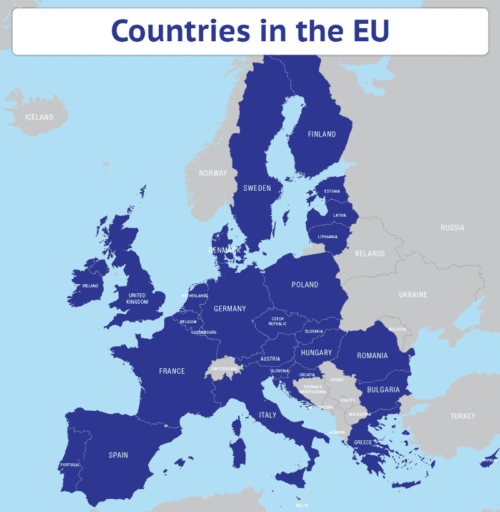 EU countries, Schengen, Eurozone, Single Market animated map