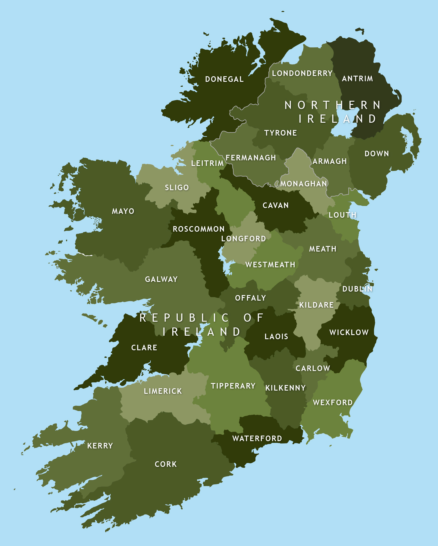 Map Of Irish Counties Royalty Free Editable Vector Map Maproom   Maproom Ireland Counties 1 