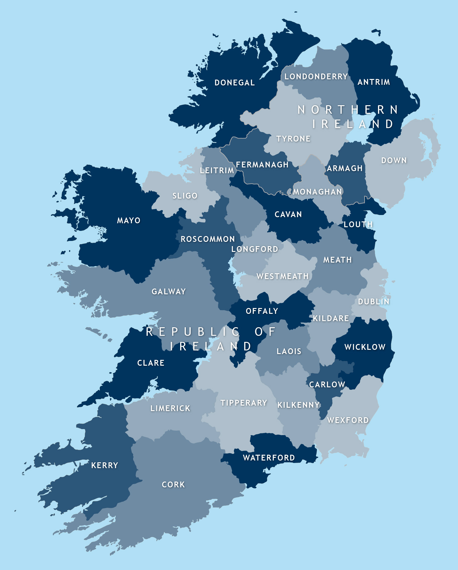 Map of Irish counties - royalty free editable vector map - Maproom