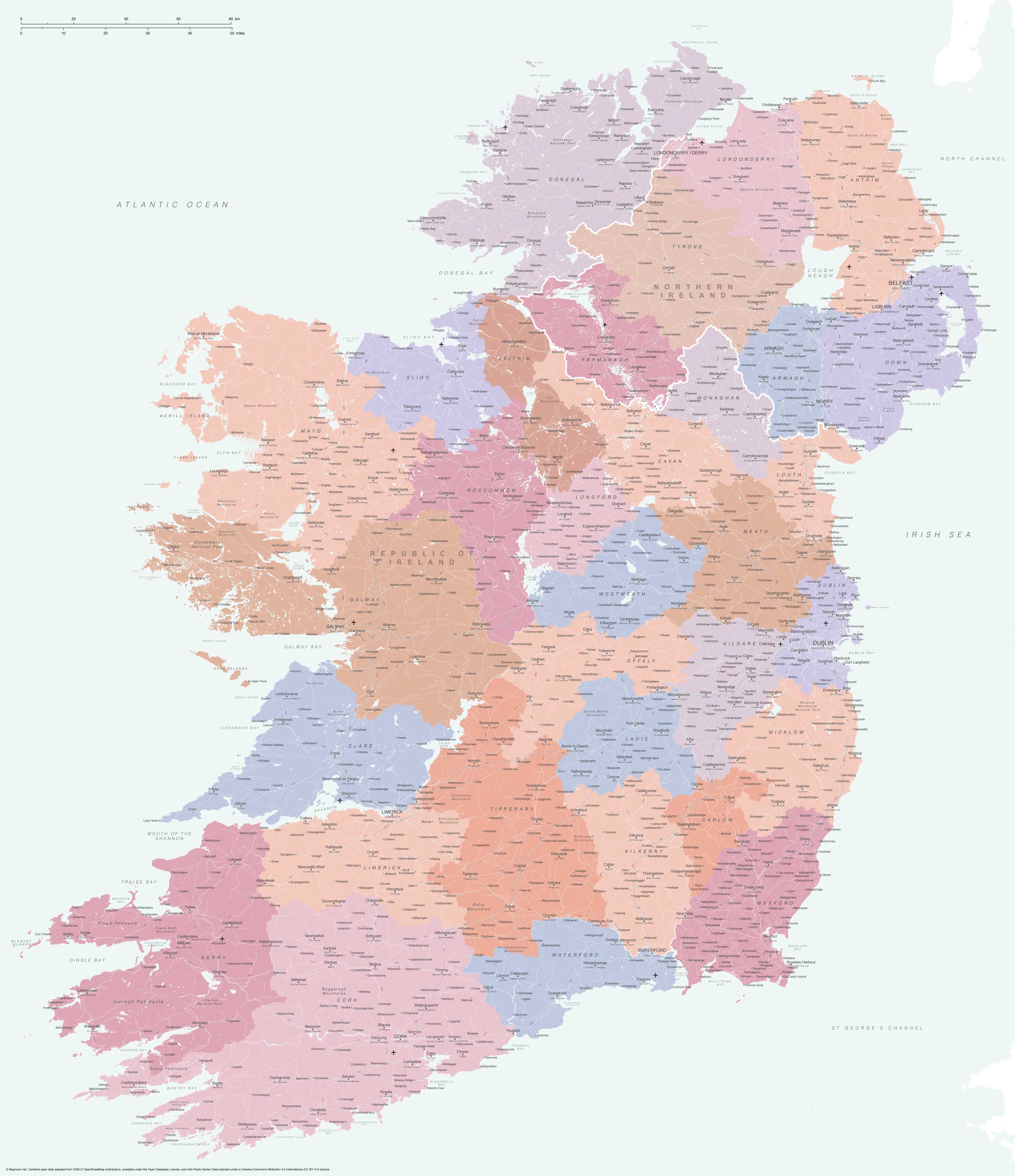 Printable Road Map Of Ireland Tourist Map Of Ireland And Northern