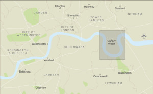 London Docklands locator map