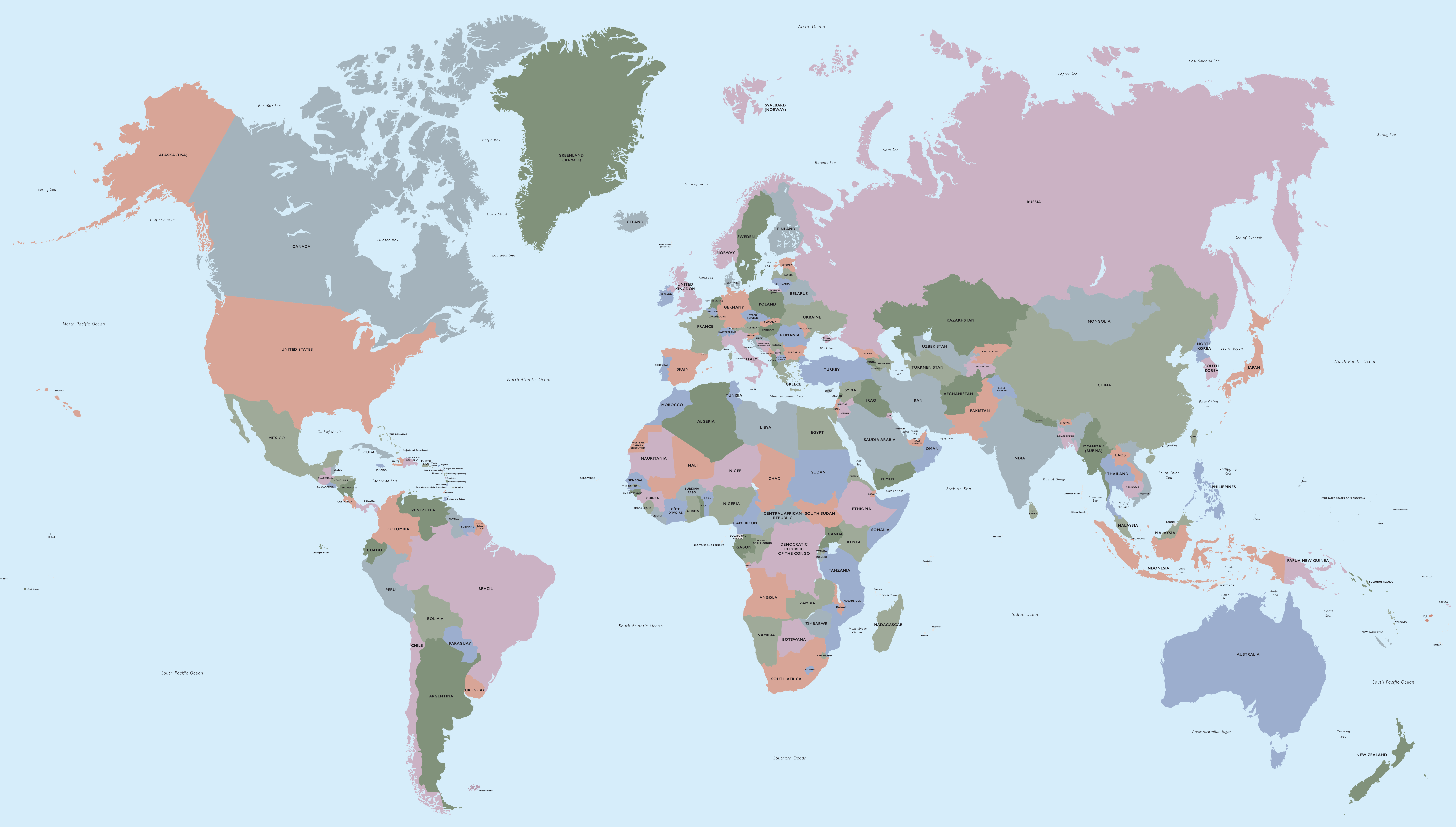 map of the world with countries outlined