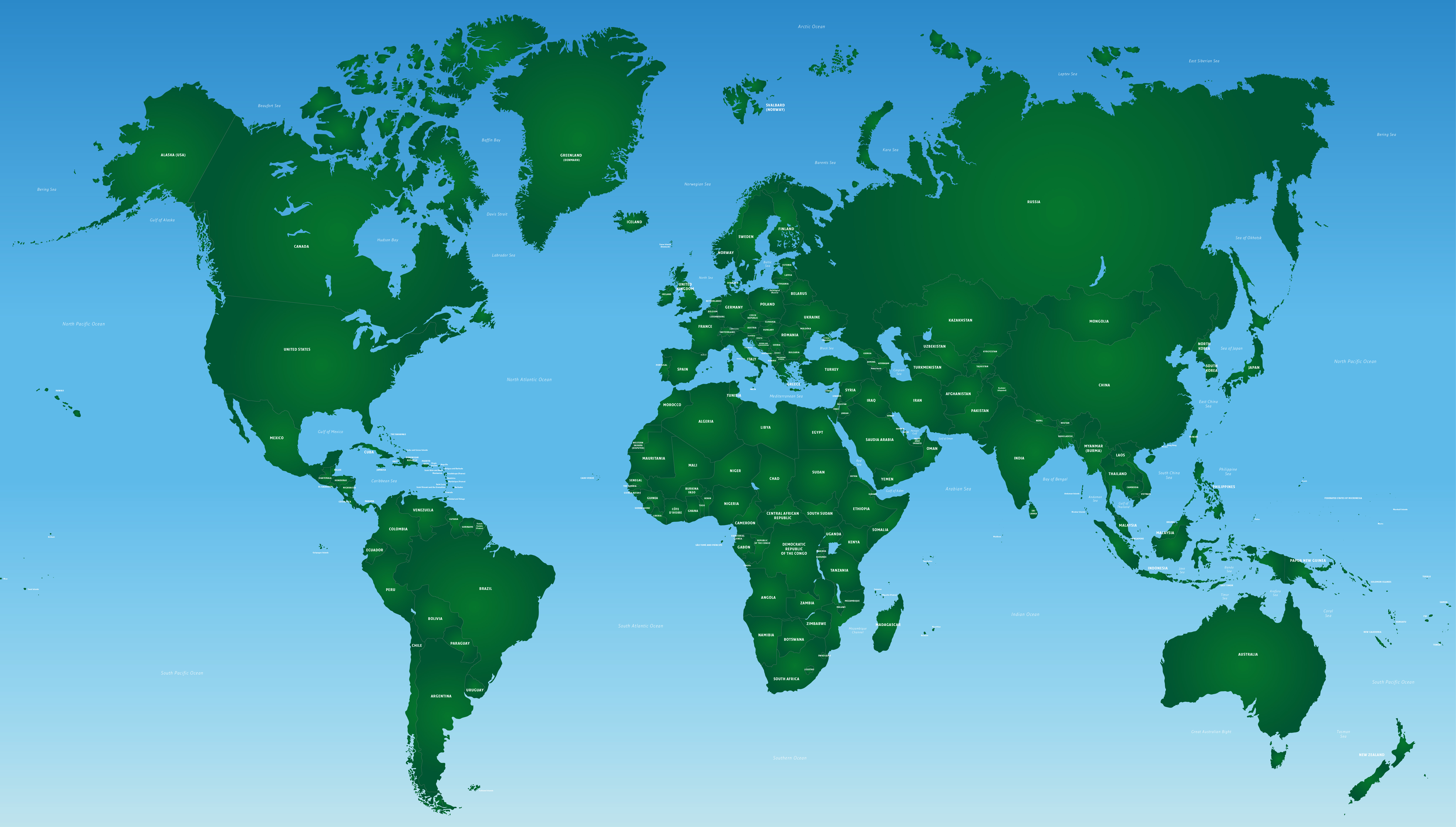 world map with countries for presentation